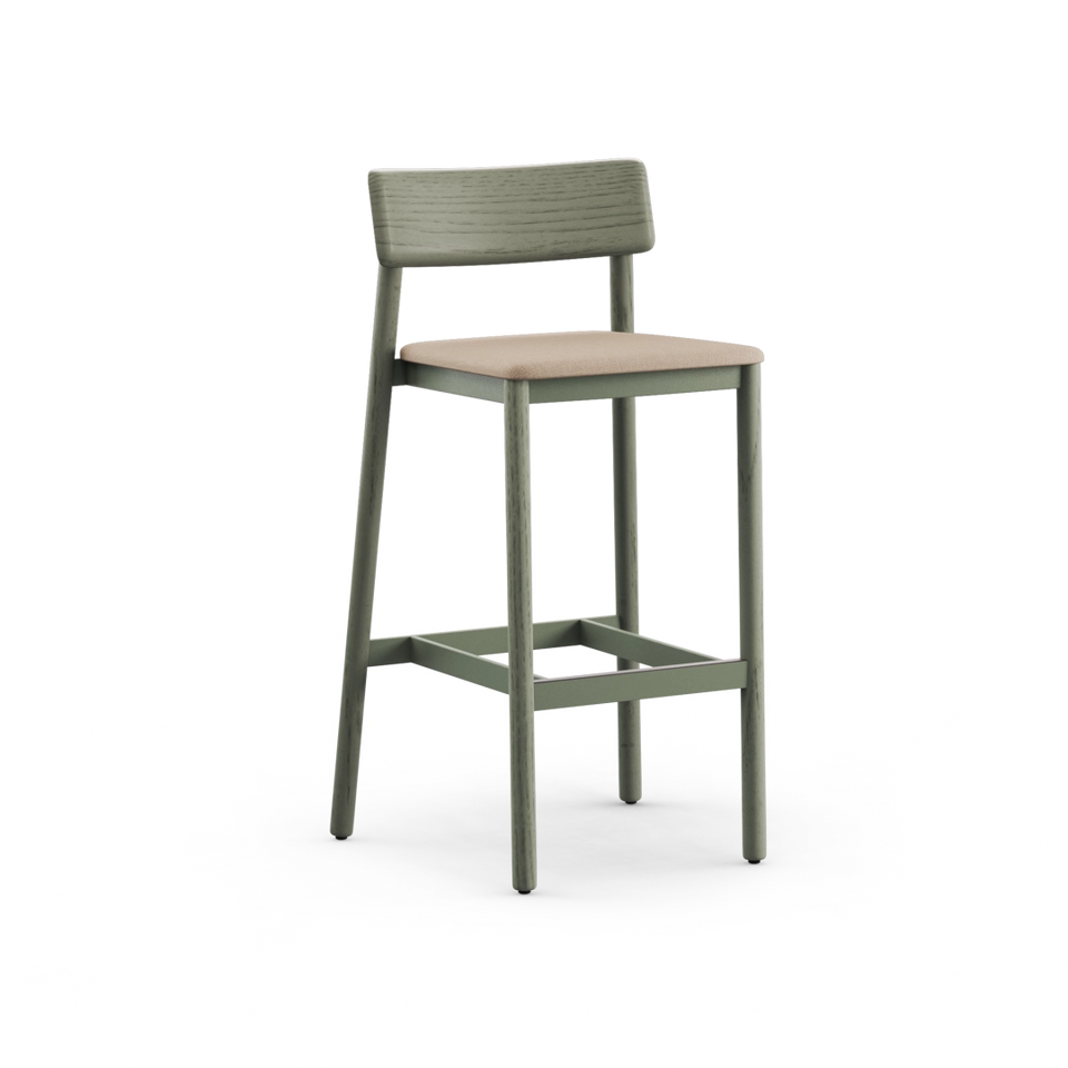 Mika Barstool With Backrest And Upholstered Seat