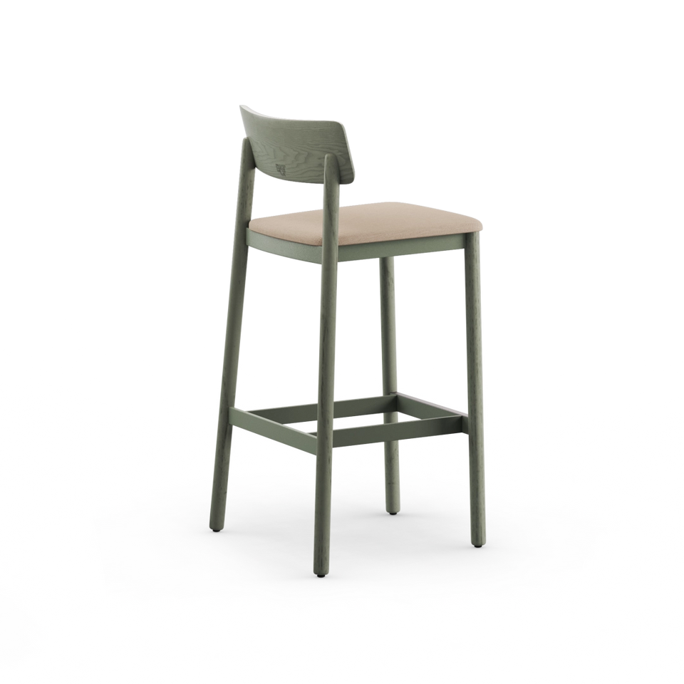 Mika Barstool With Backrest And Upholstered Seat