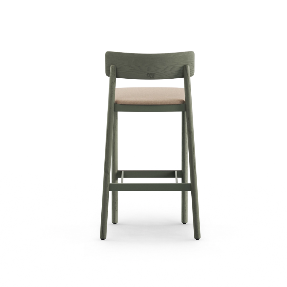 Mika Barstool With Backrest And Upholstered Seat