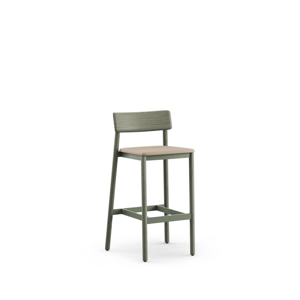 Mika Barstool With Backrest And Upholstered Seat