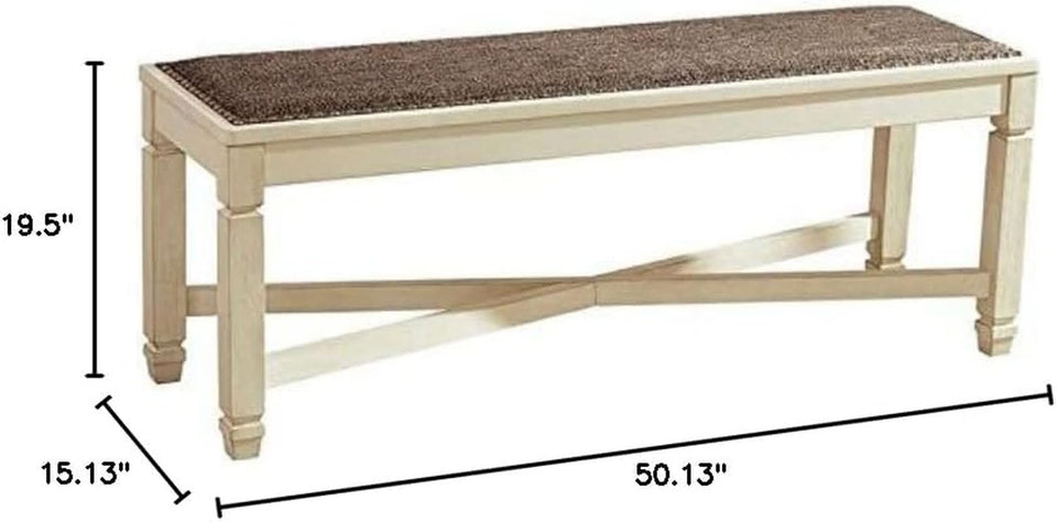 Bolanburg Upholstered Dining Bench Antique White Finish