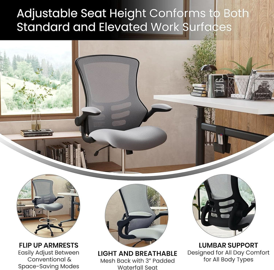 Kelista Mid Back Swivel Office Chair With Height Adjustable Dark Gray Mesh