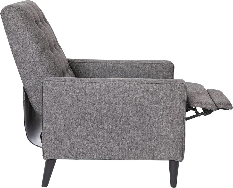 Ezra Pushback Recliner Gray Fabric Mid Century Modern