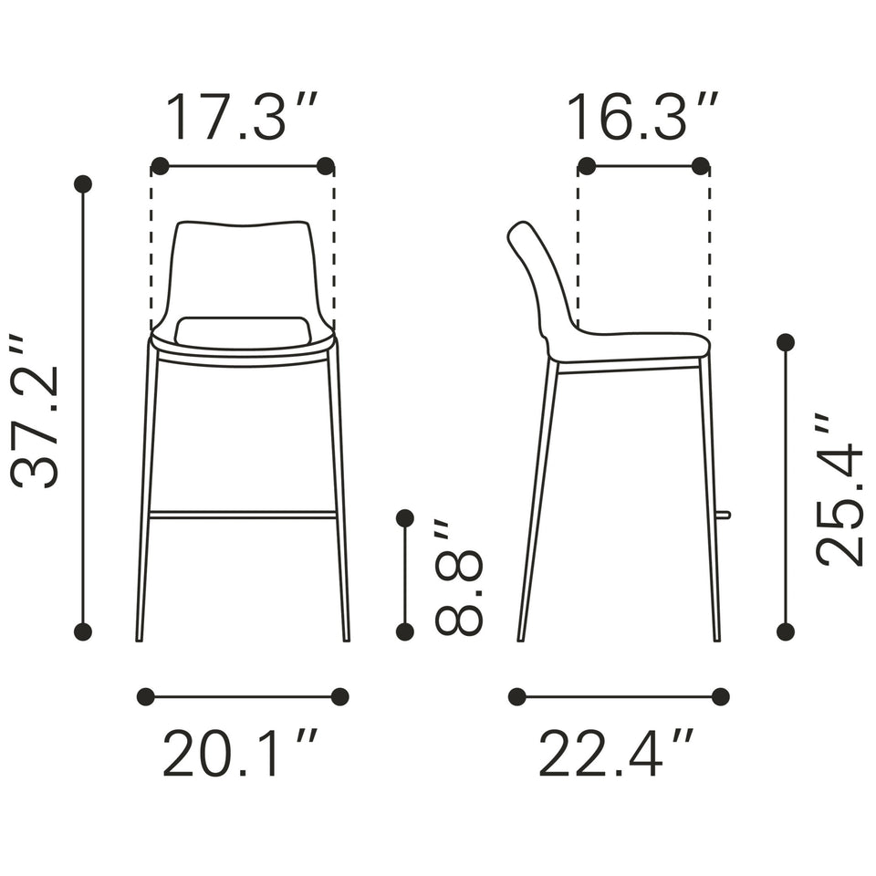 Ace Counter Stool (Set of 2) Dark Gray & Walnut