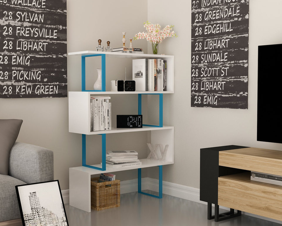 Adriana 49" Tall Metal Manufactured Wood Geometric Bookcase