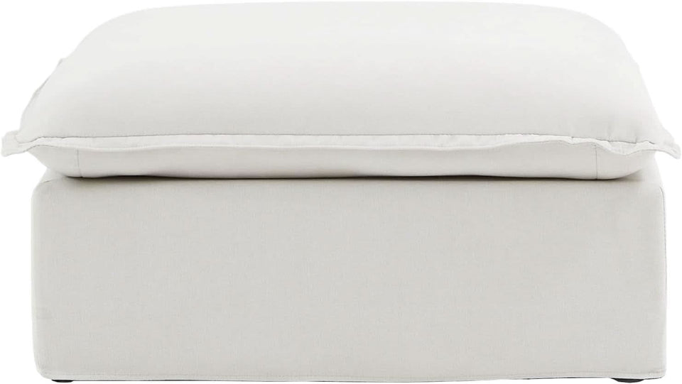 White Hemp Velvet Ottoman Footstool Removable Covers