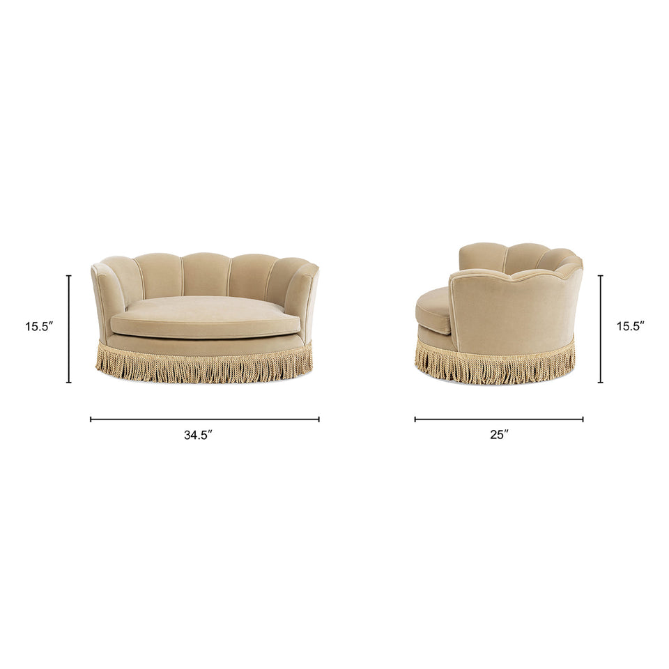 Clara 34.5" Scalloped Pet Sofa Bed with Performance Velvet - Fawn