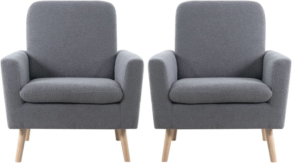 Gray Mid Century Modern Plush Upholstered Armchair