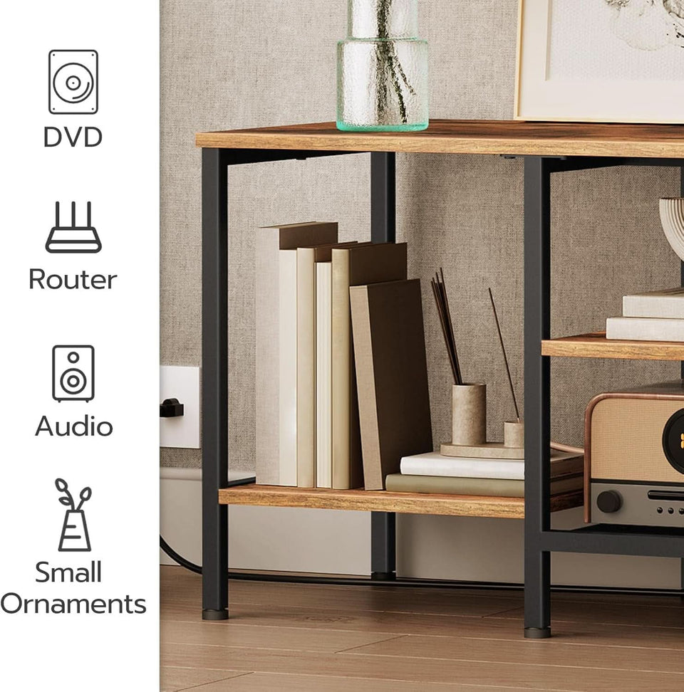 TV Stand With Power Outlets For 65 Inch TV Open Shelves