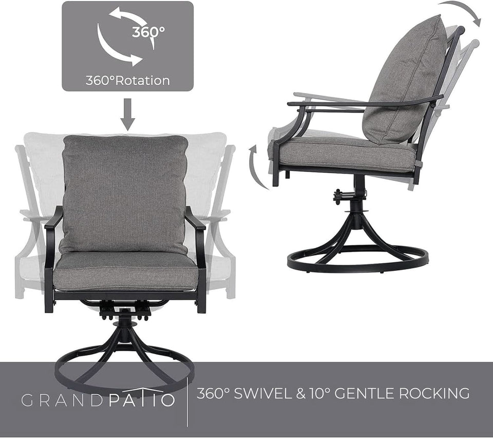 7 Piece Patio Dining Set For 6 With Swivel Chairs And Olefin Cushions