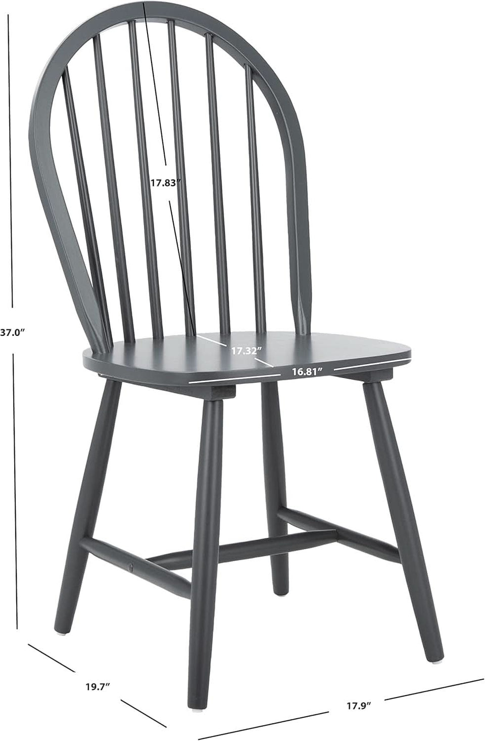 Camden 18 Inch Spindle Back Black Dining Chairs Set Of 2