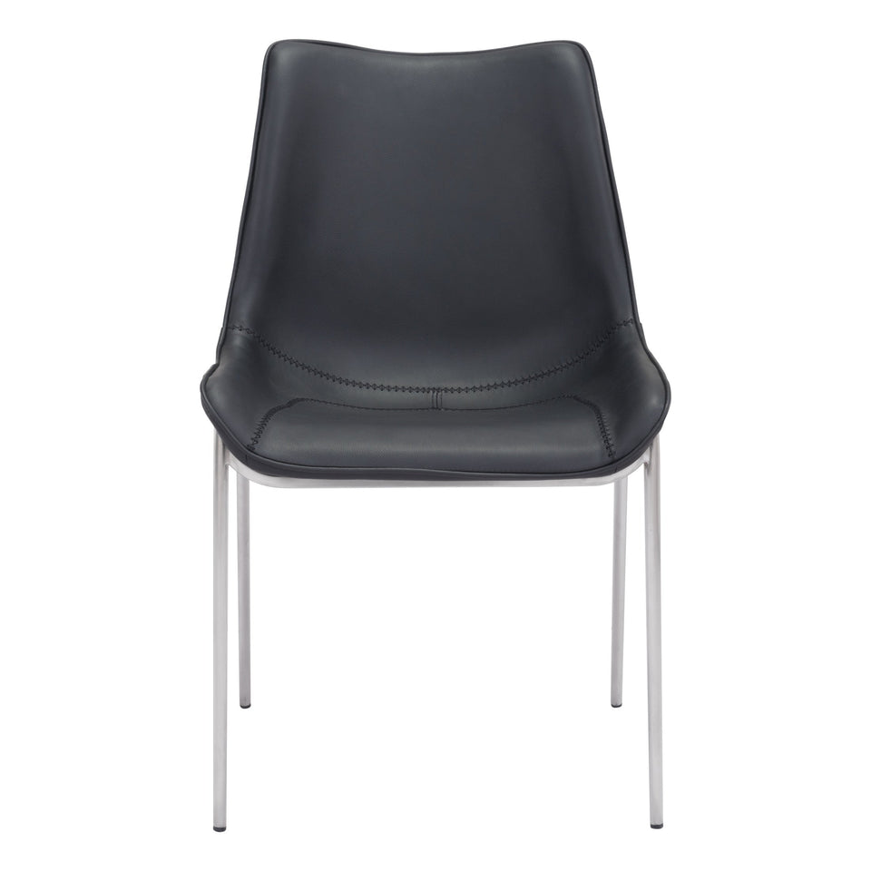 Magnus Dining Chair (Set of 2) Black & Silver