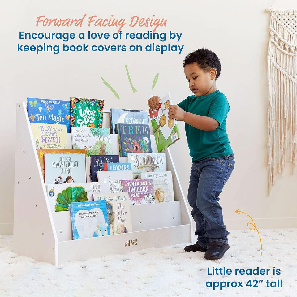 Single Sided Book Display Classroom Bookshelf White Wash