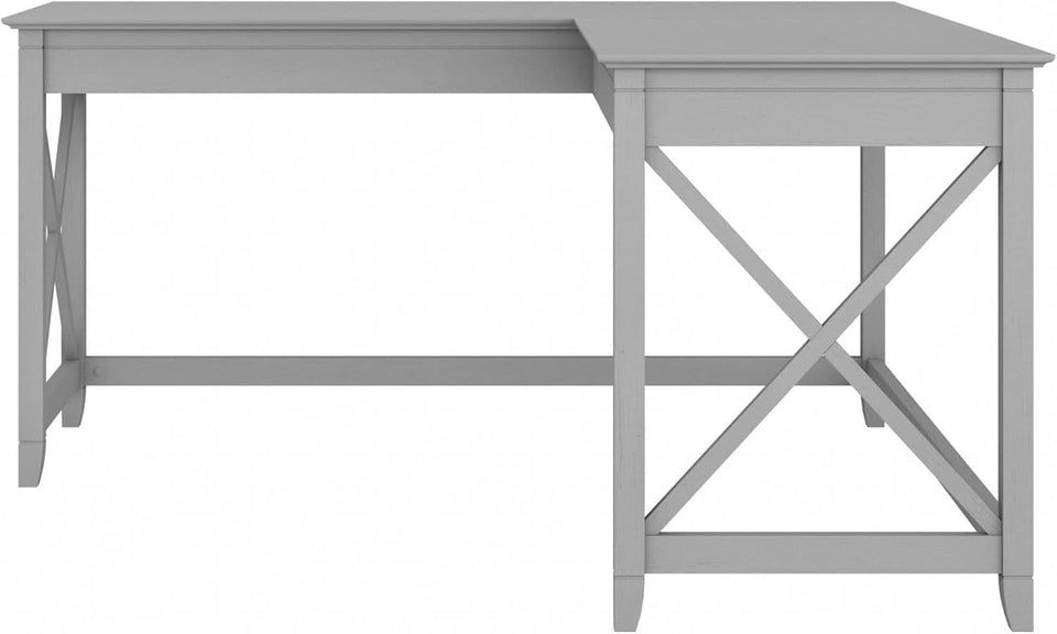 Bush Furniture Key West 60W L Shaped Desk Cape Cod Gray