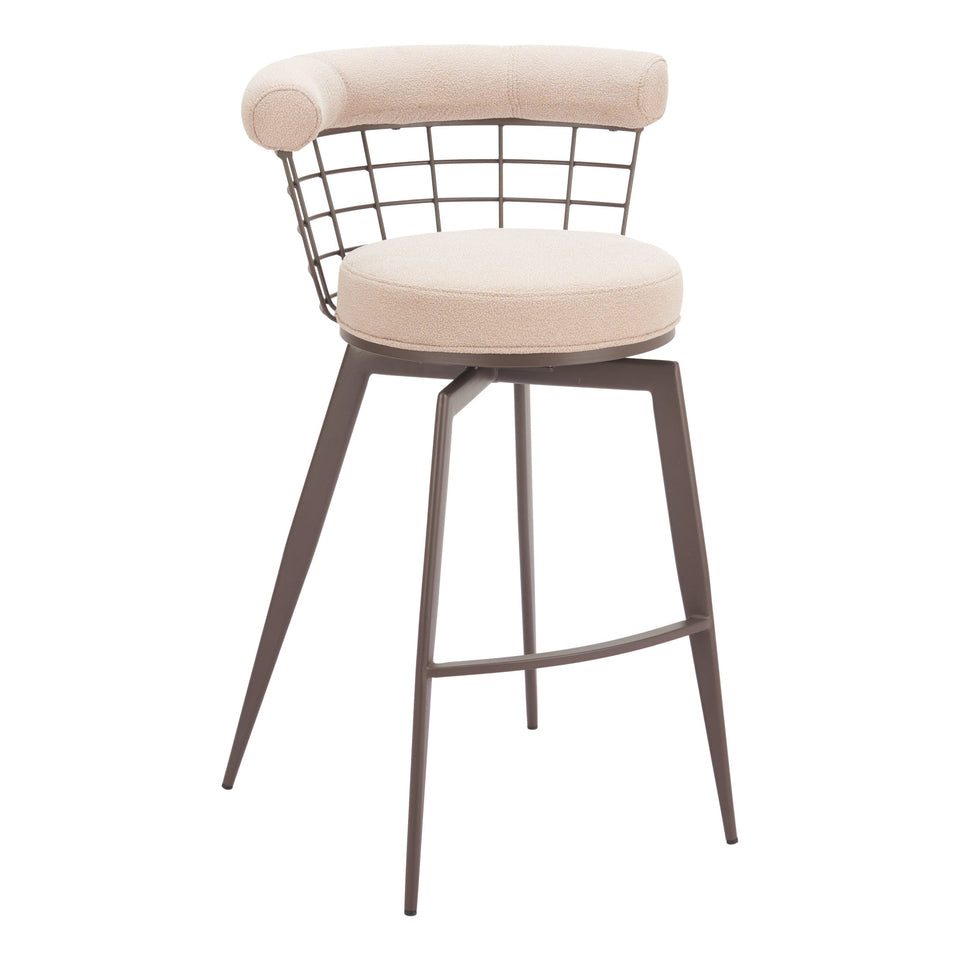 Saku Swivel Barstool Beige & Brown