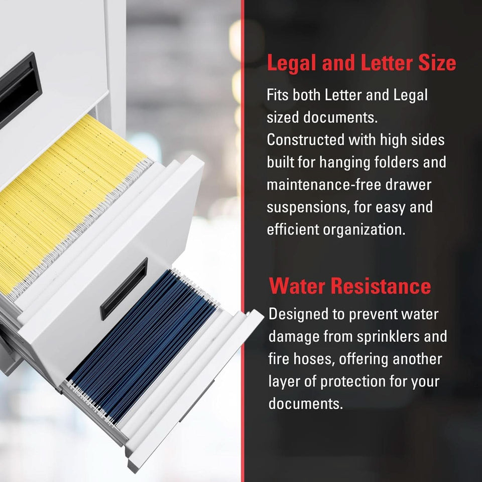 Black 2 Drawer Fire Safe Legal Letter File Cabinet