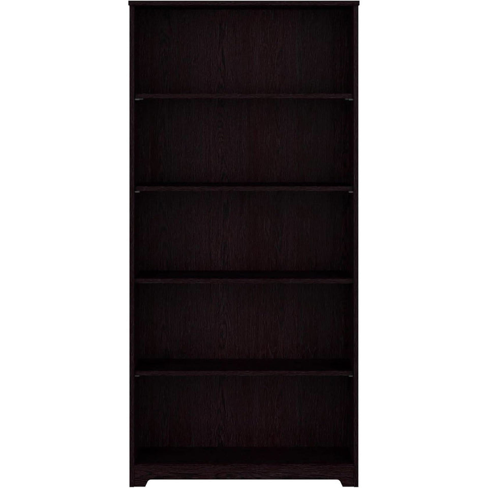 Tall Five Shelf Bookcase Espresso Oak For Living Room