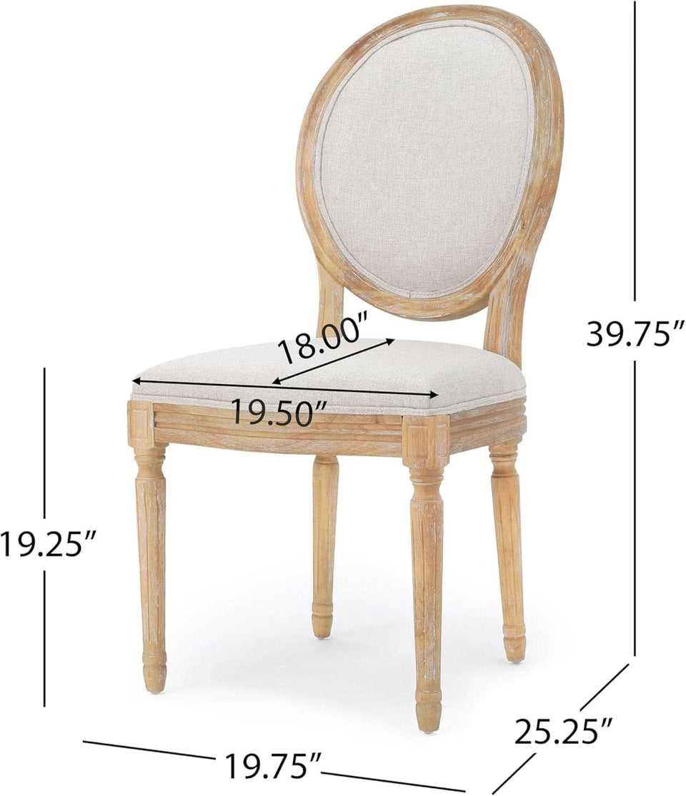 Phinnaeus Beige Polyester Fabric Dining Chairs Set Of 2