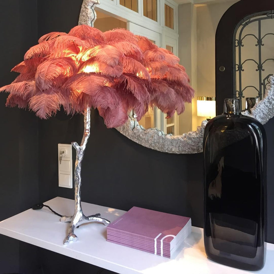 Ostrich Feather Table Lamp