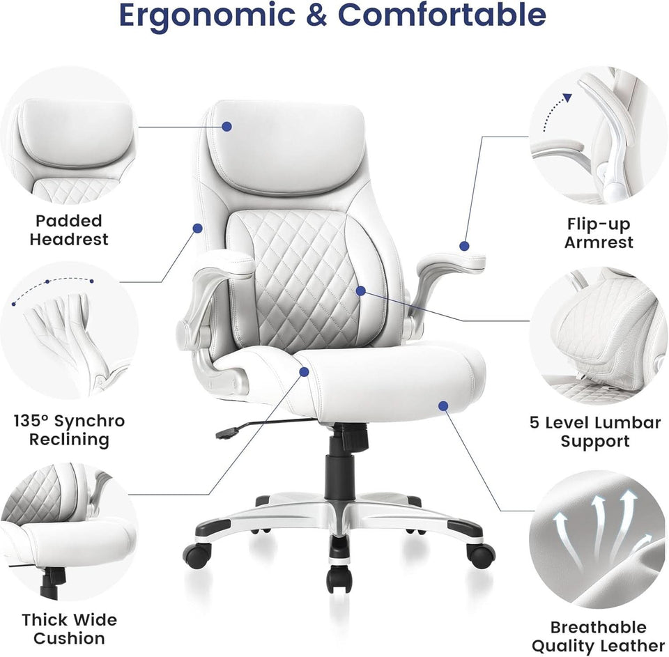 Ergonomic Office Chair With Adjustable Lumbar Support White