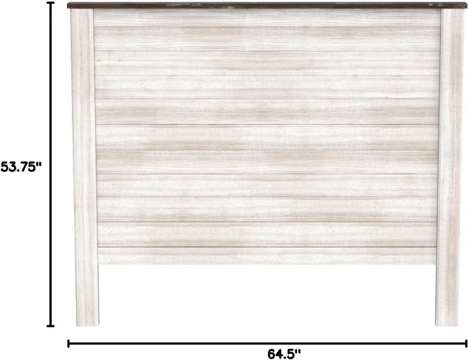 Queen Whitewash Farmhouse Panel Headboard for Chic Decor