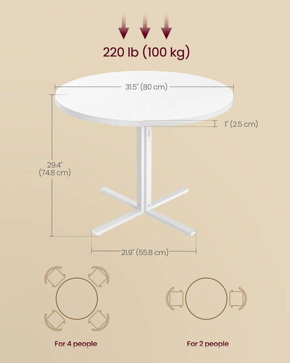 Snow White Round Dining Table 31 Inch Diameter Seats Four