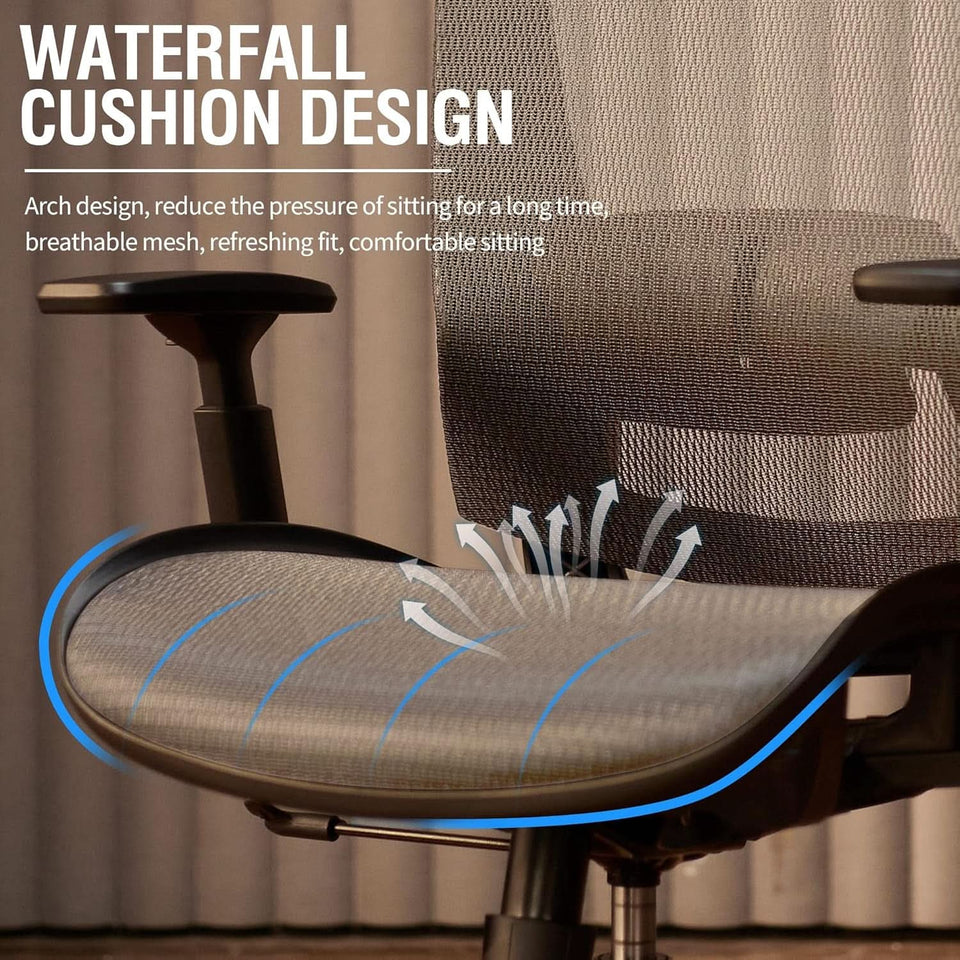 Grey Ergonomic Mesh Office Chair With Lumbar Support