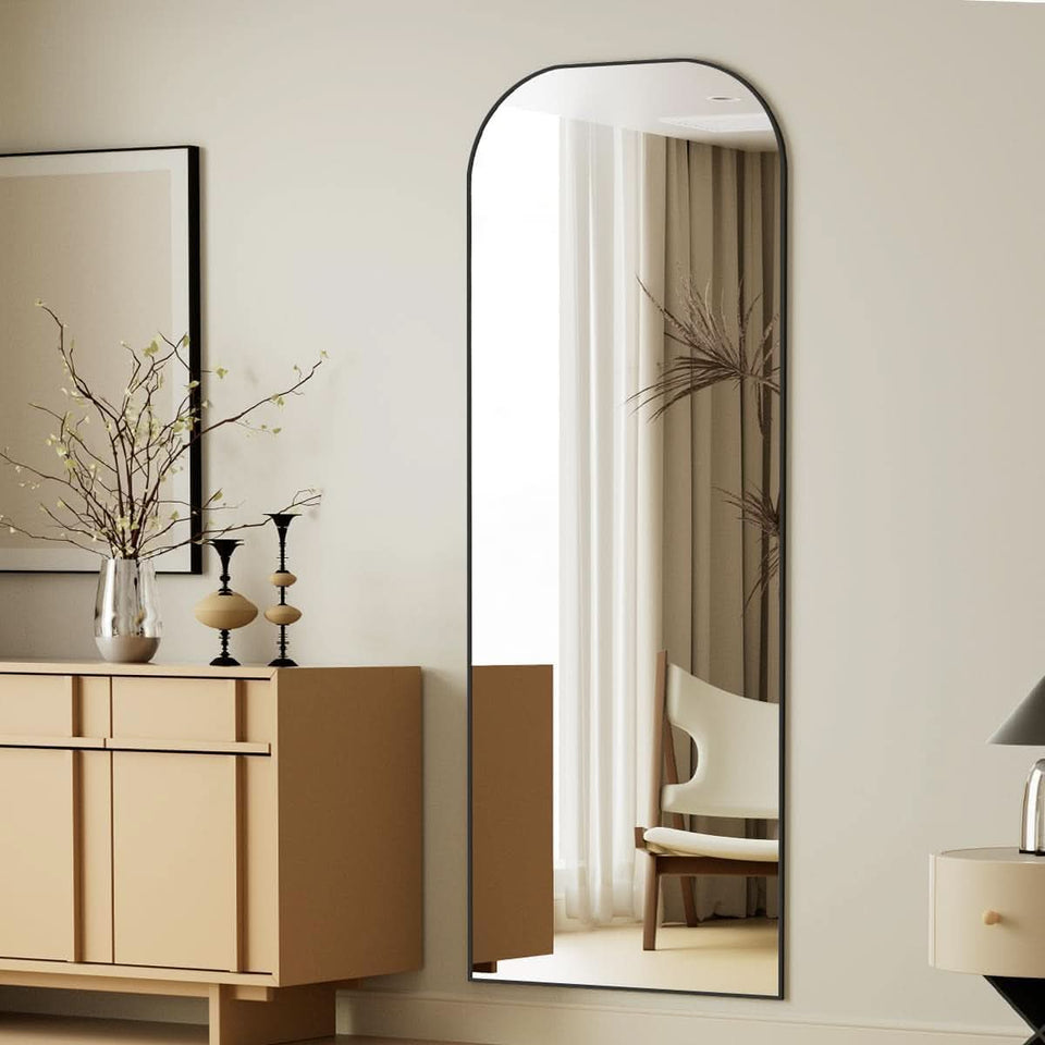 56x21 Inch Black Full Length Floor Mirror With Stand
