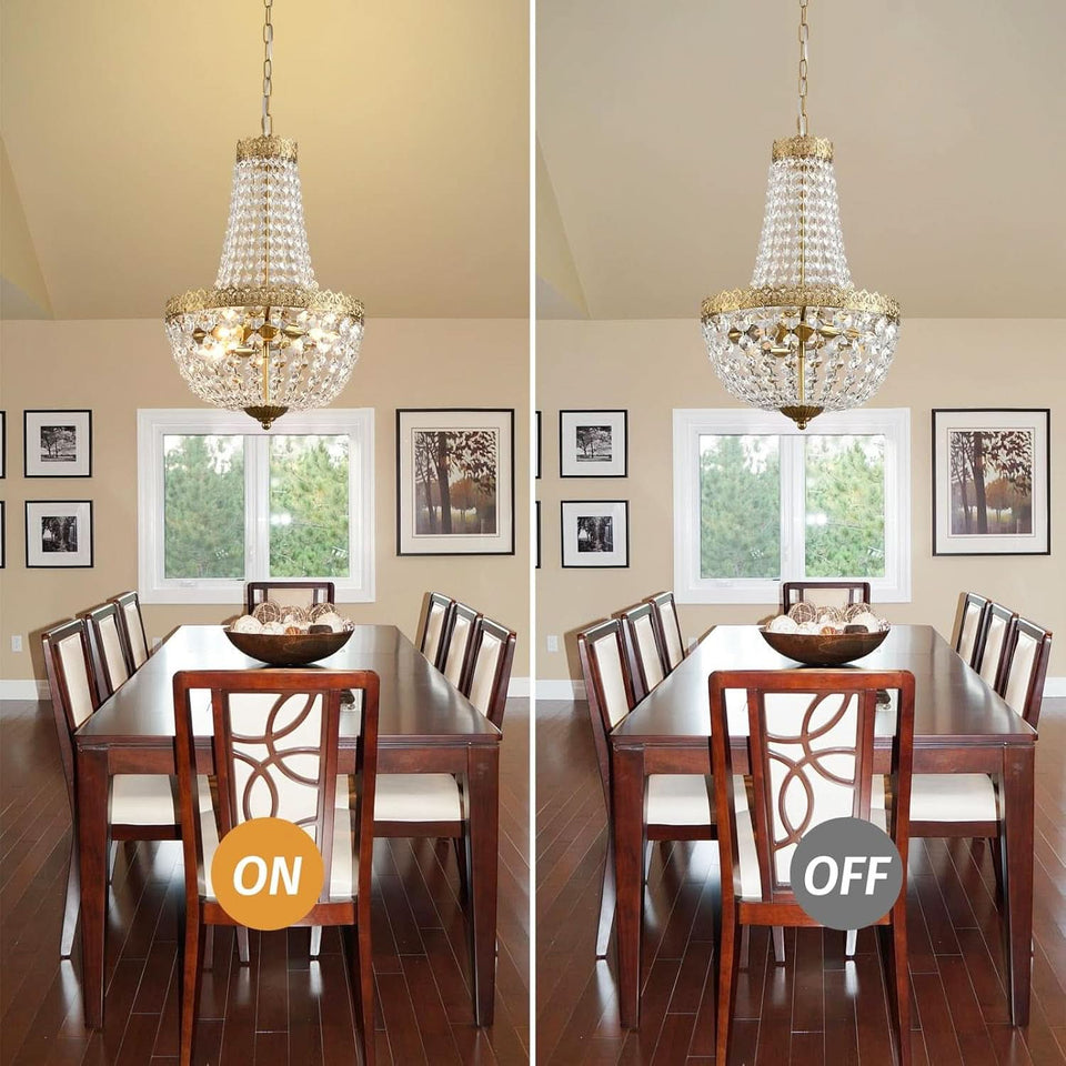 Antique Brass Crystal Chandelier Four Light Pendant