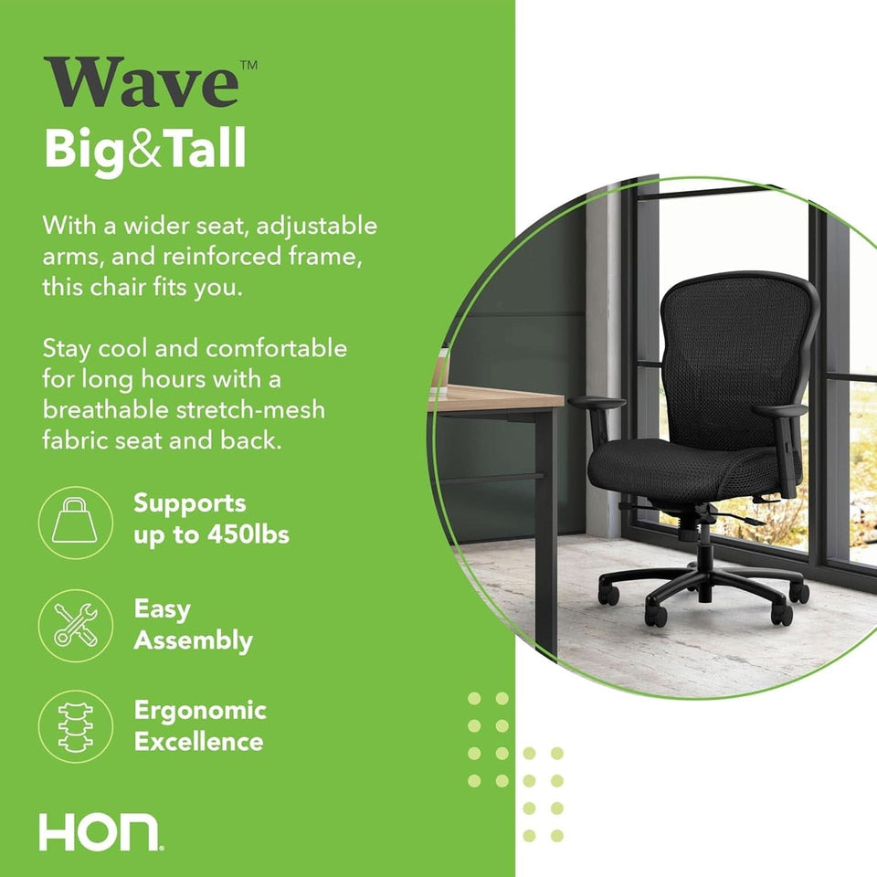 Wave Big And Tall Office Chair 450 Lb Capacity Ergonomic
