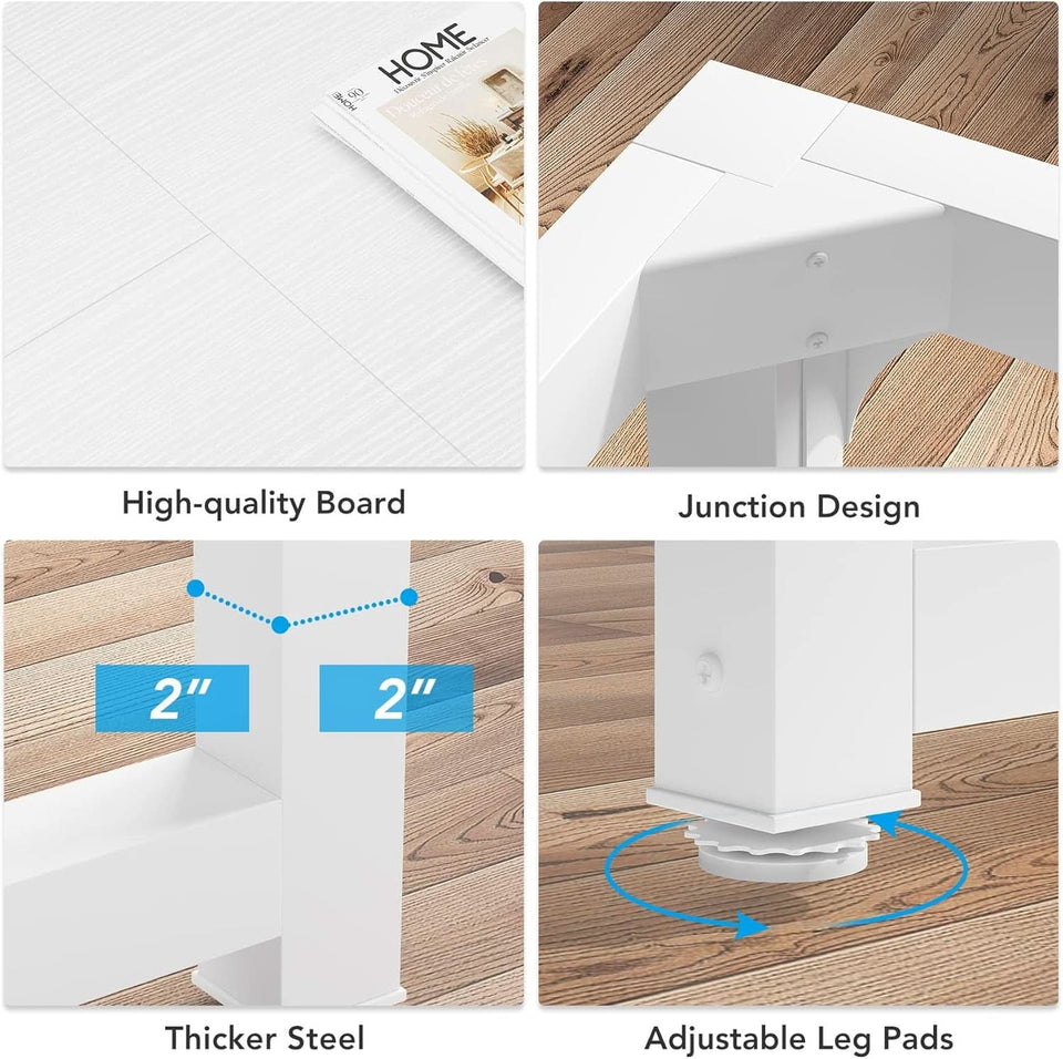 70 Inch White Executive Desk For Home Office Workspace