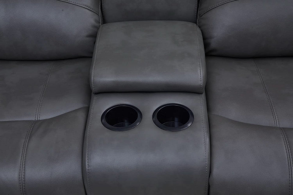 Bonded Leather Sectional Sofa Grey Power Reclining