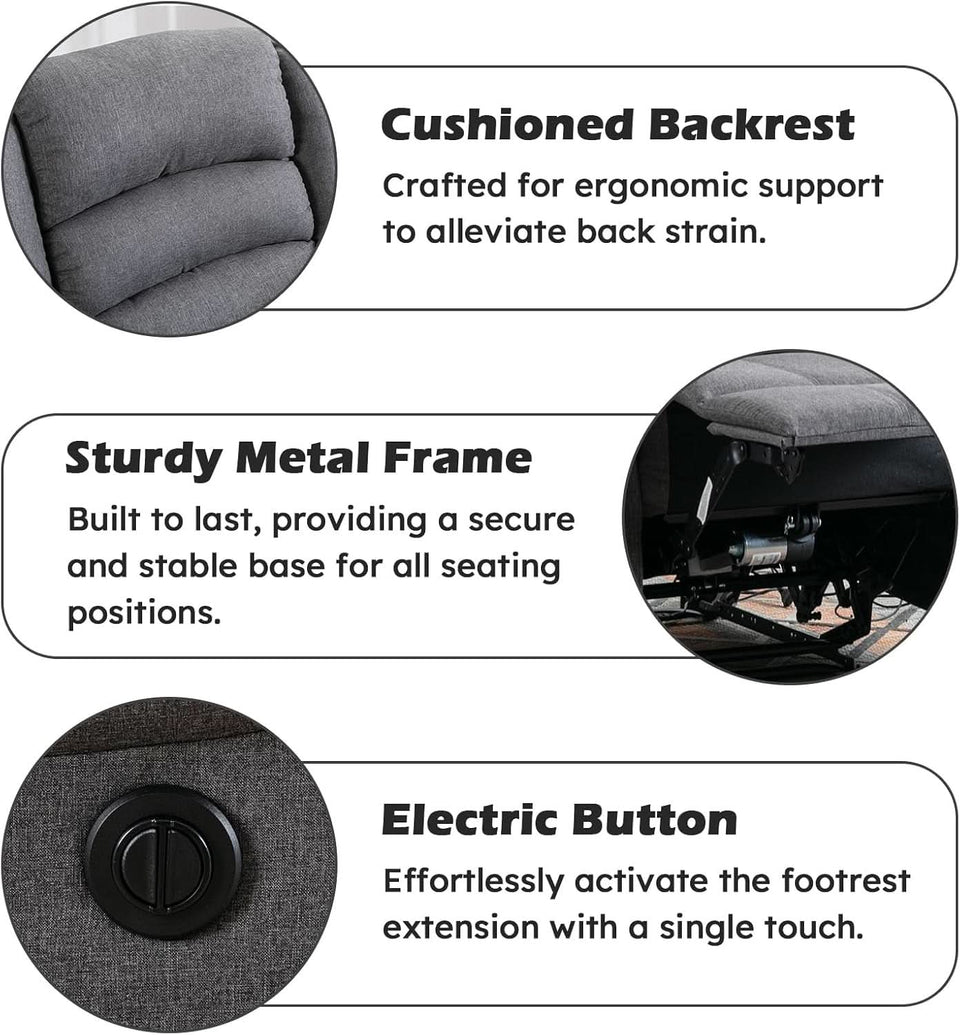 Oversized Grey Electric Recliner Chair For Living Room