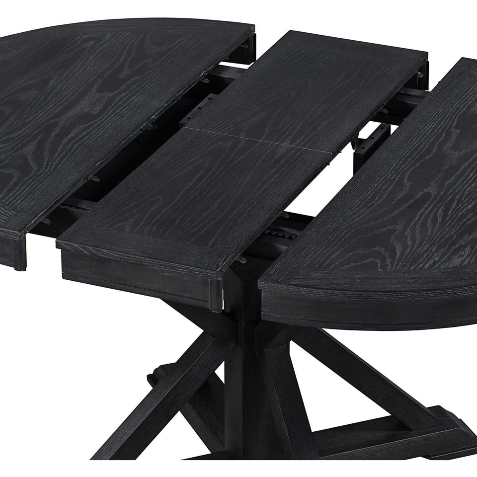 Extendable Round Dining Table Set 5 Piece Modern Farmhouse Style