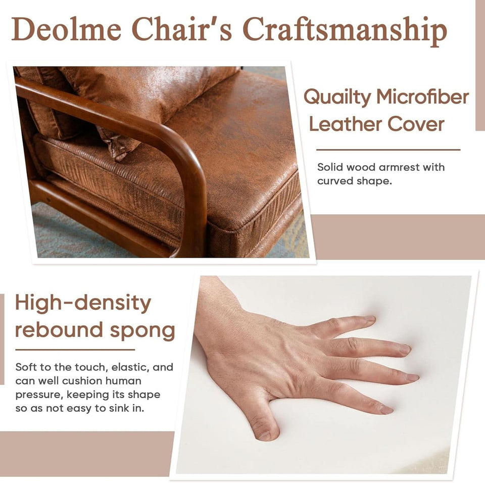 Brown Microfiber Midcentury Modern Accent Chair Set