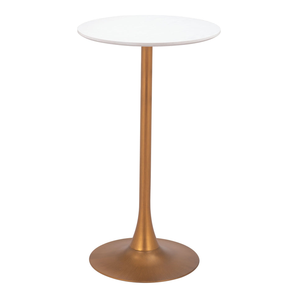 Auray Bar Table White & Gold