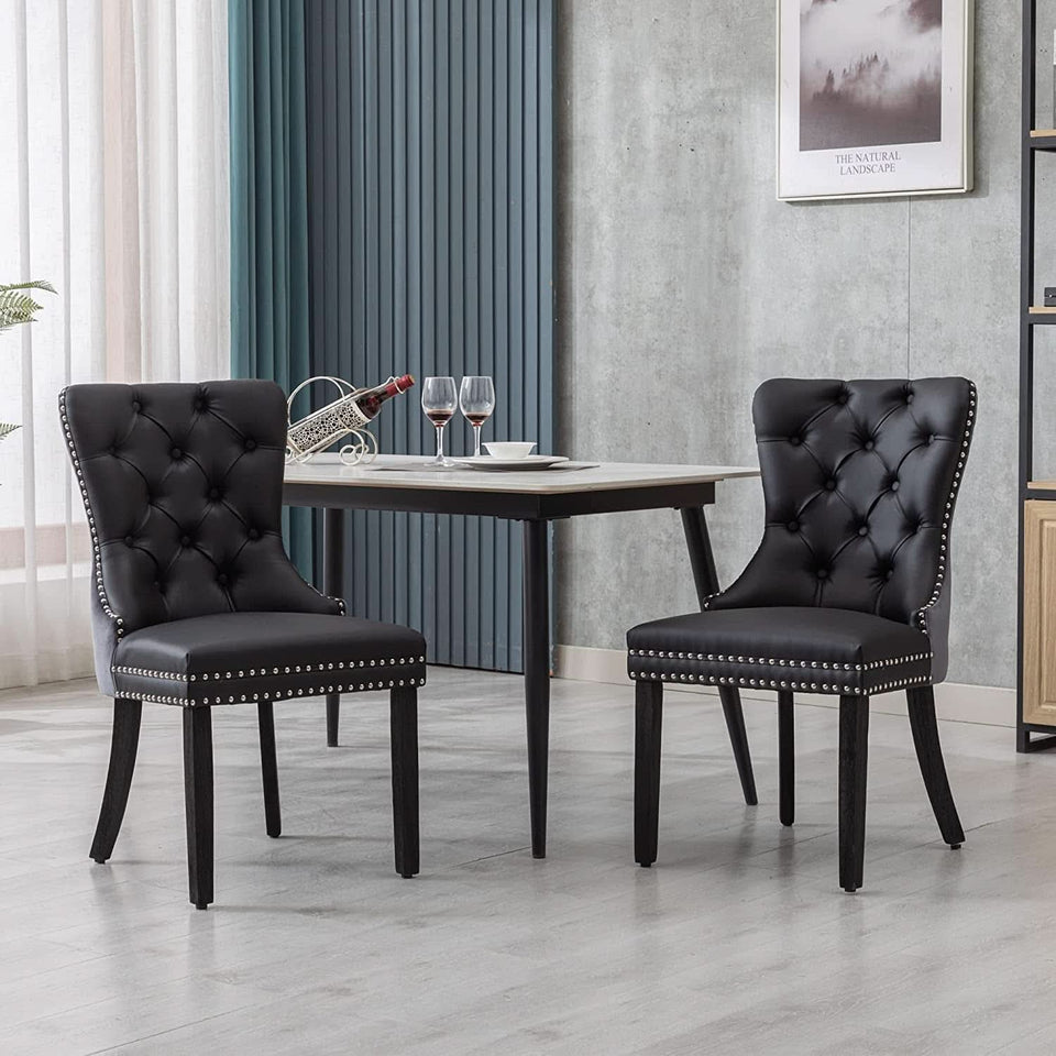 Set Of 4 Dining Chairs Upholstered Tufted For Dining Room