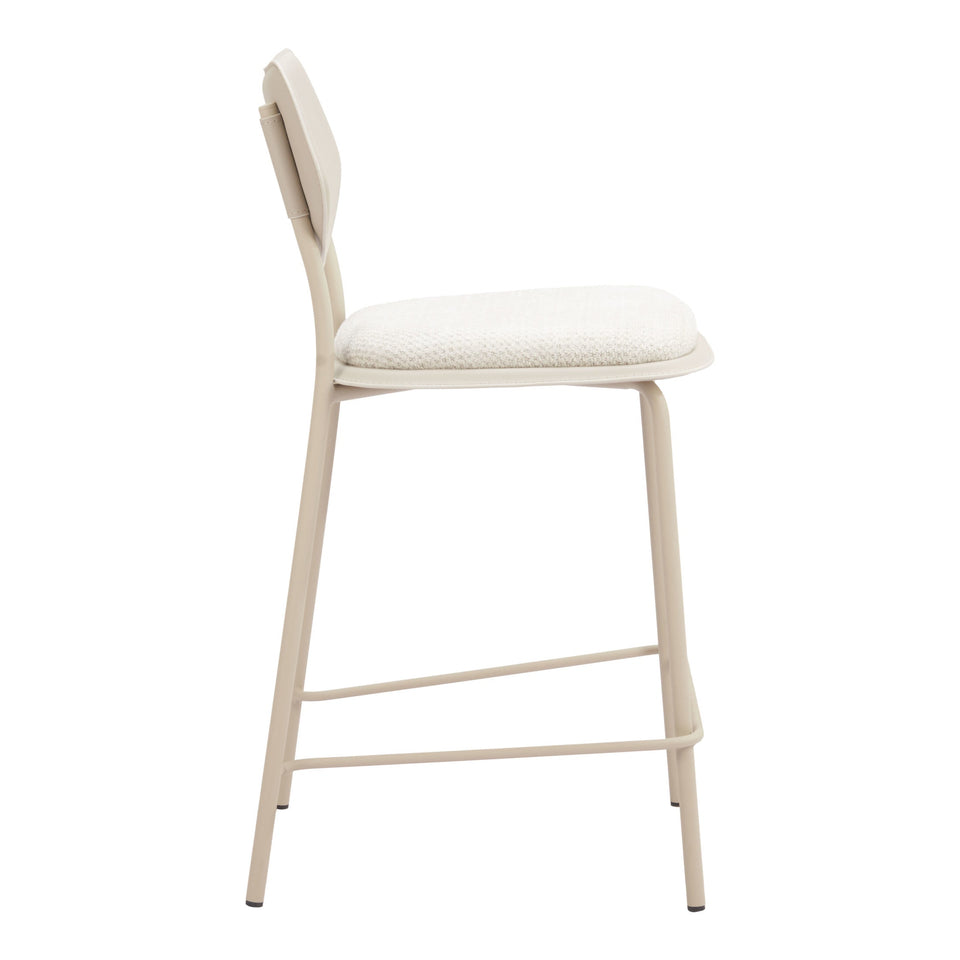Zeal Counter Stool (Set of 4) Light Gray & Beige