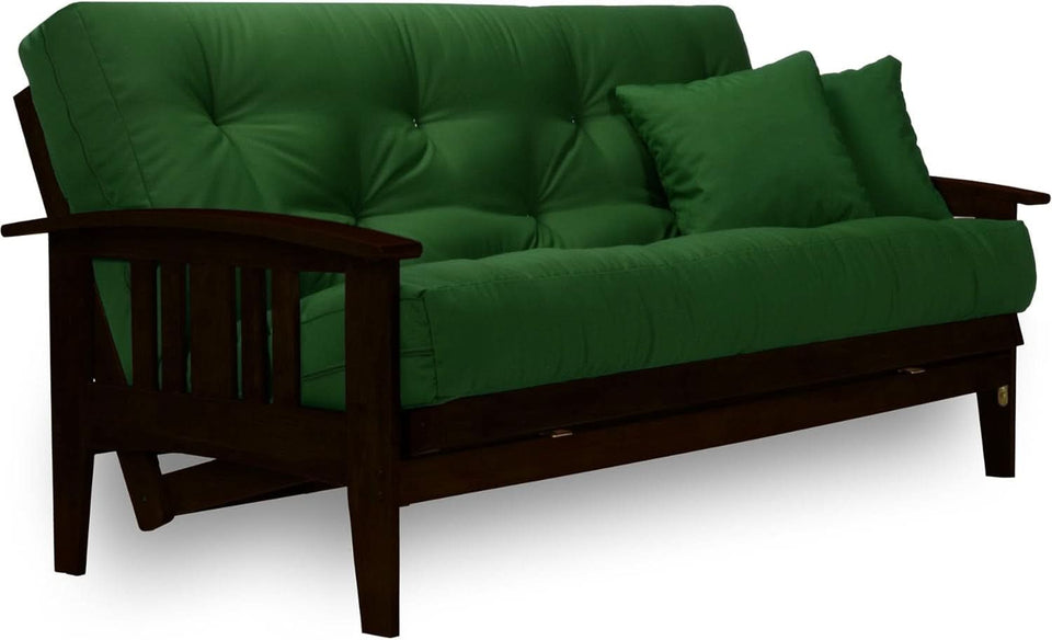Queen Size Futon Set Espresso Finish For Living Room
