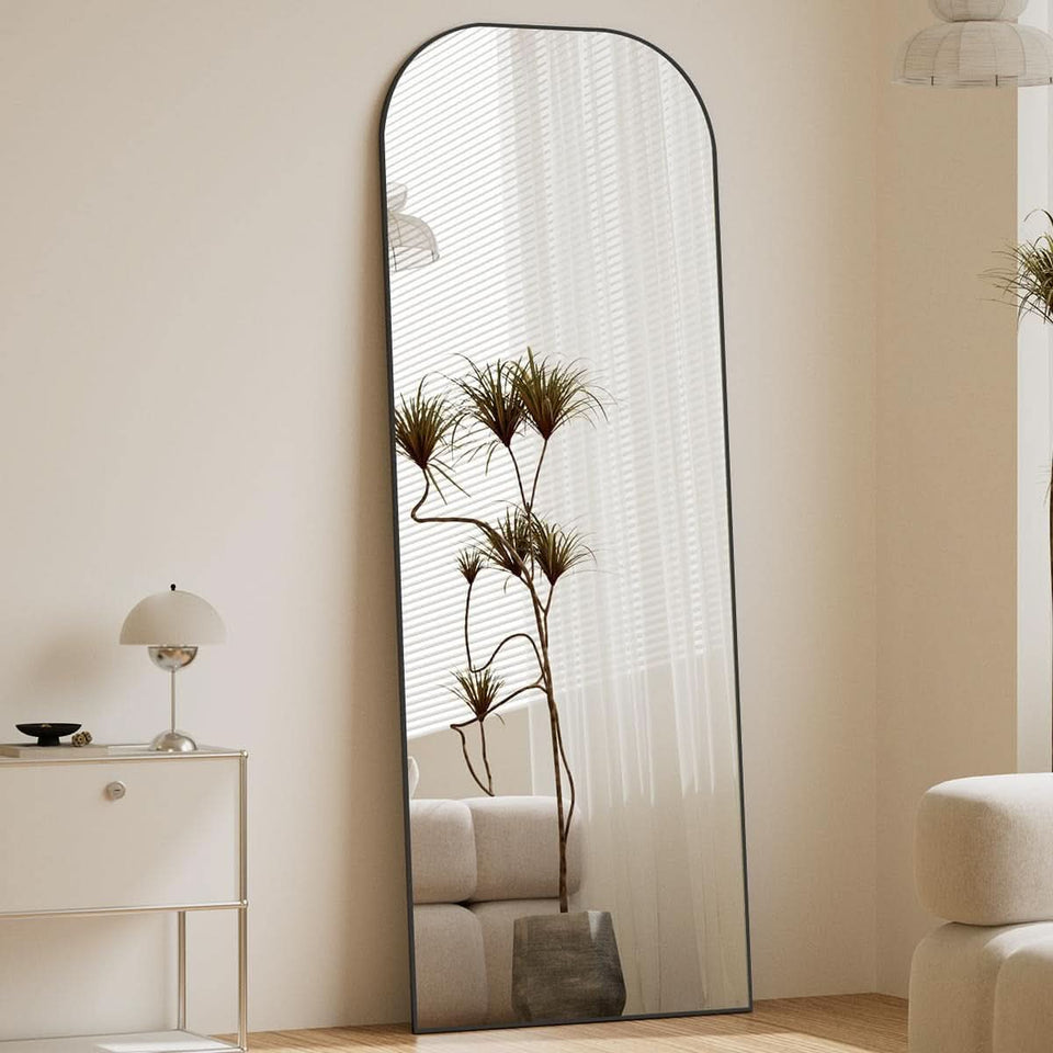 56x21 Inch Black Full Length Floor Mirror With Stand