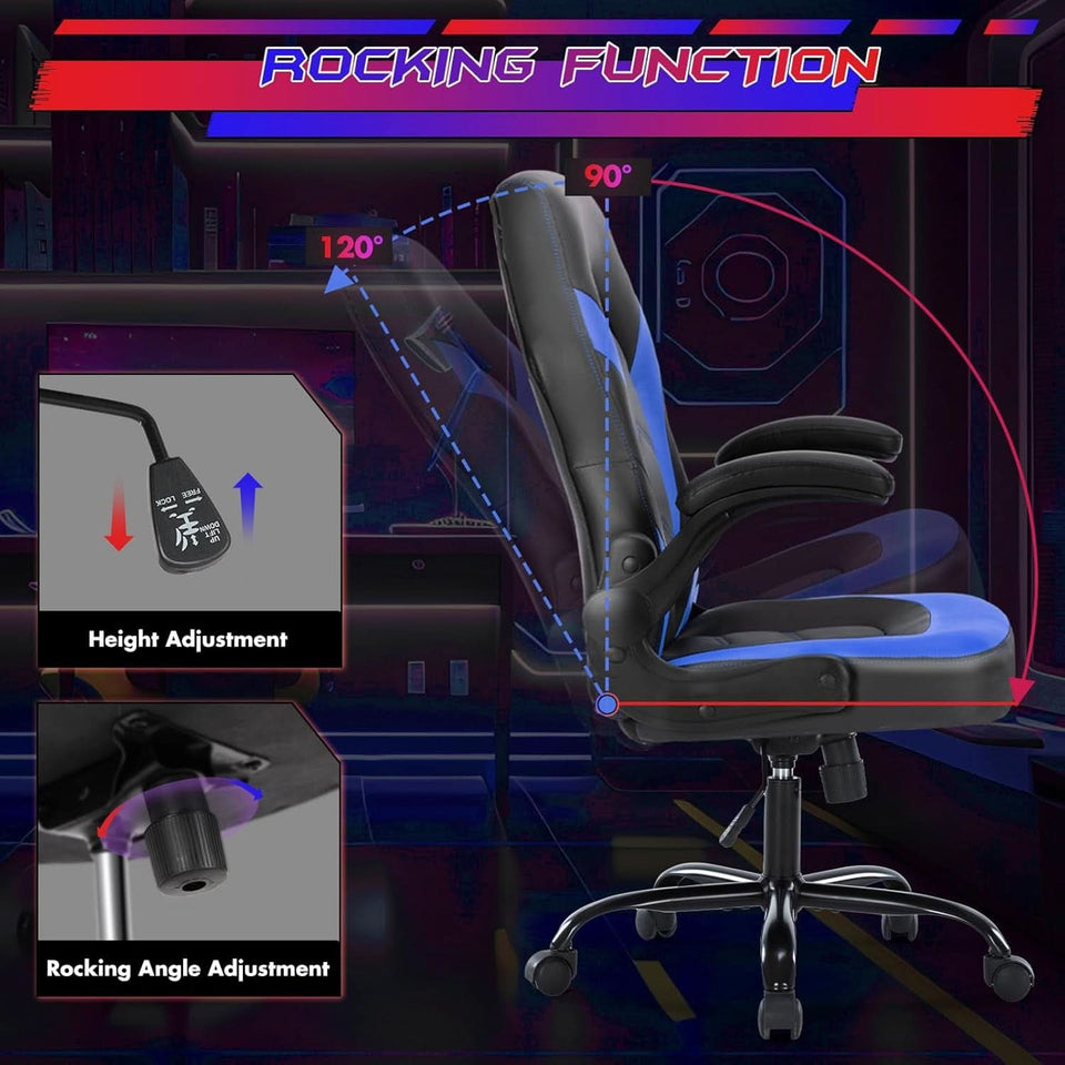 Computer Gaming Desk Chair Ergonomic Adjustable Black Blue