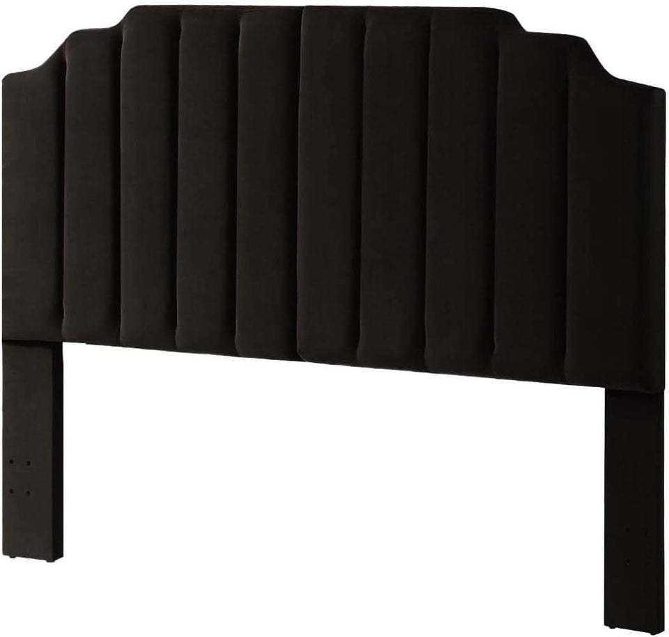 Elegant Black Velvet Tufted King Upholstered Headboard