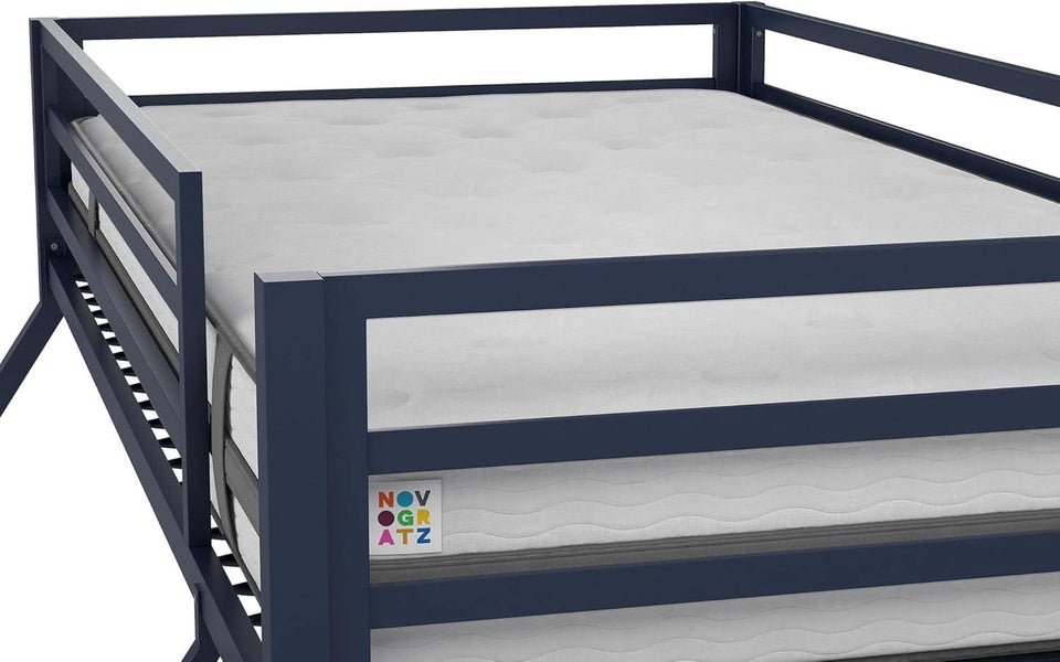 Maxwell Twin-Over-Full Metal Bunk Bed Navy Blue With Ladder