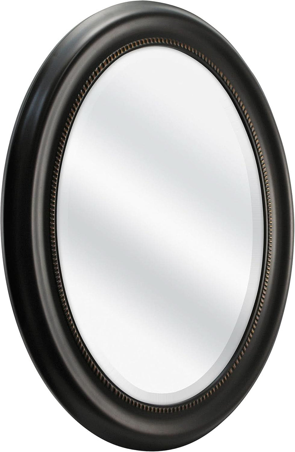 Bronze Oval Wall Mirror 22.5 By 29.5 Inches With Beaded Inner Edge Vertical Or Horizontal Mount