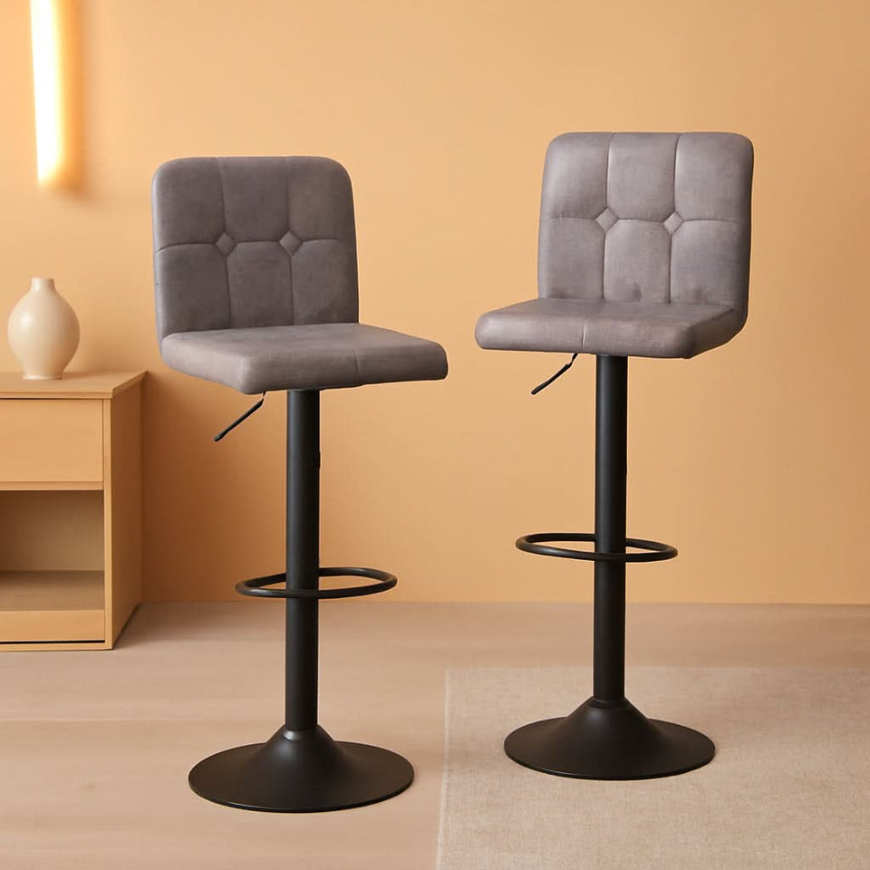 Grey Vintage Swivel Bar Stools Set of 2 for Kitchen