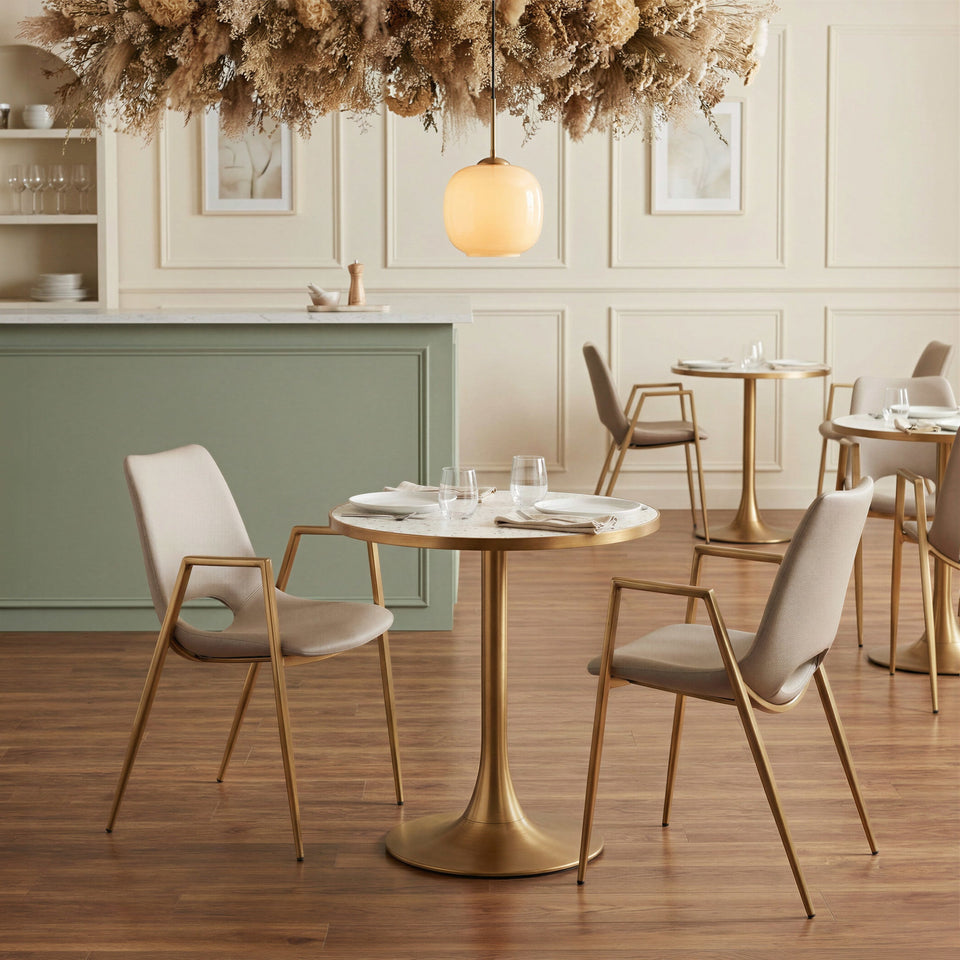 Desi Dining Chair (Set of 2) Beige & Gold