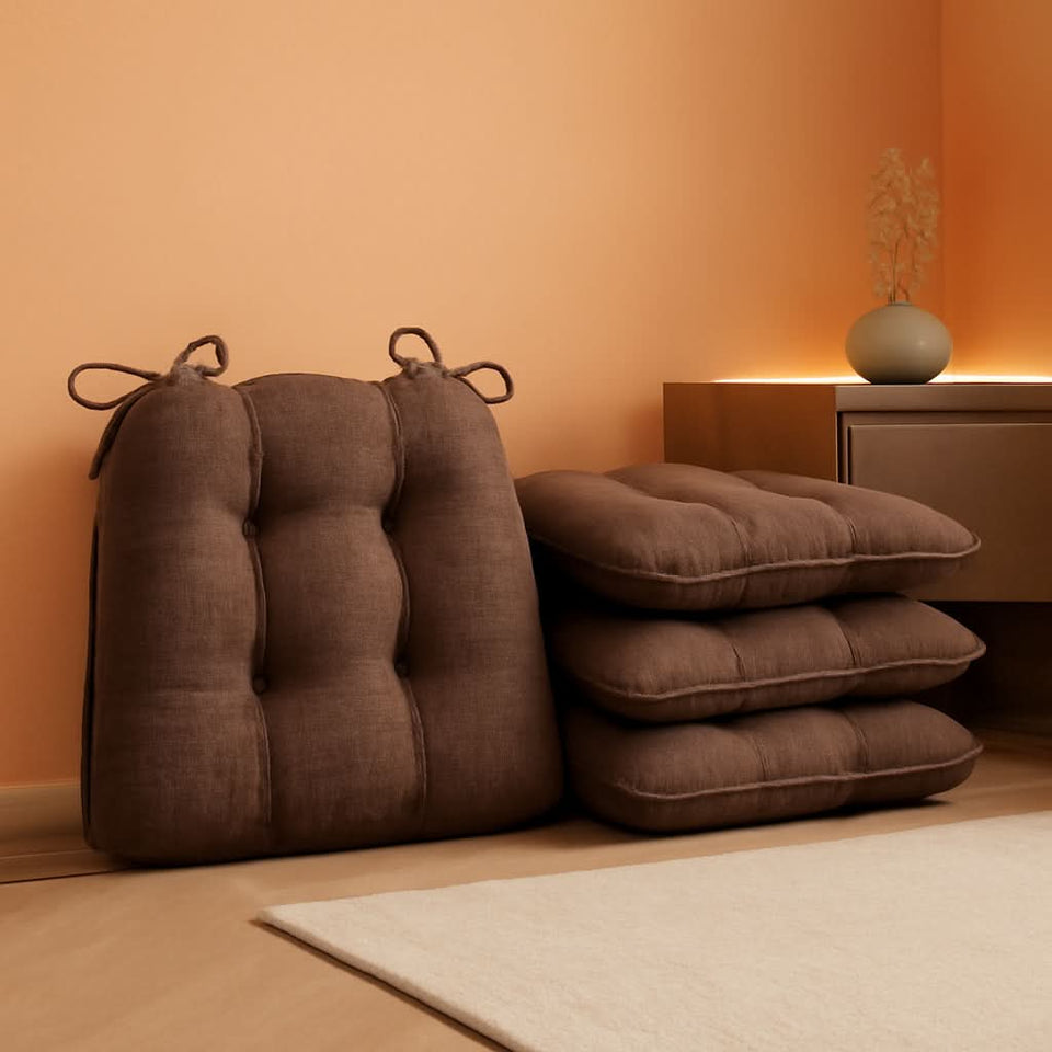Tufted Memory Foam Dining Chair Cushions Set Of 4 Brown