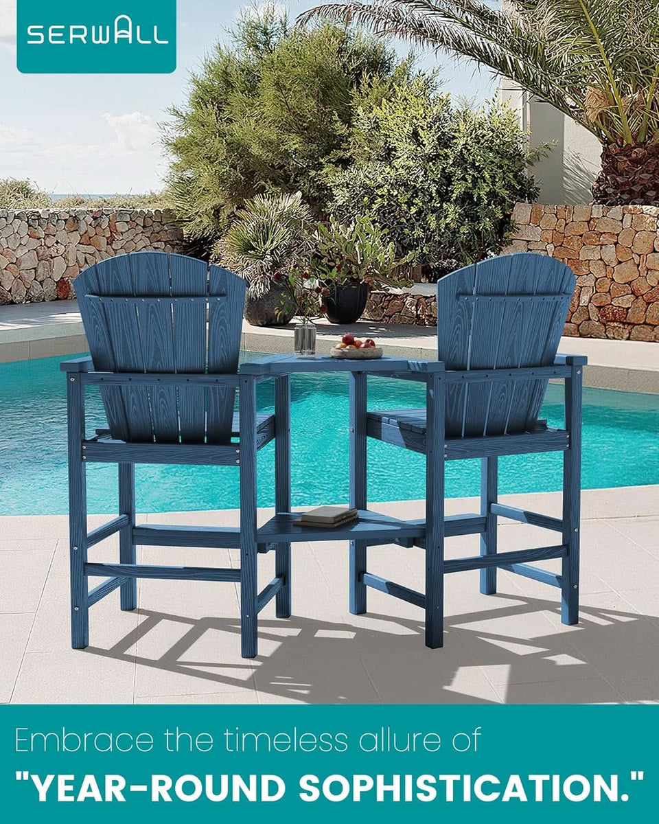 Widened Tall Adirondack Chairs Set with Double Tray
