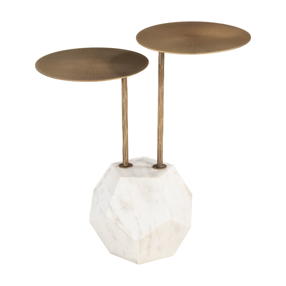 Anten Side Table Brass & White