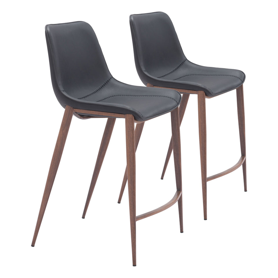 Magnus Counter Stool (Set of 2) Black & Walnut